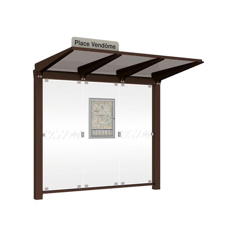 Cityscape Direct Venice Bus Shelter 2500mm length / Brown (RAL 8017) / No Side Cladding