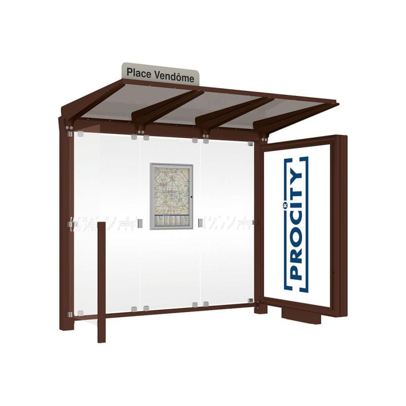 Cityscape Direct Venice Bus Shelter 2500mm length / Brown (RAL 8017) / with Advertising Board