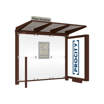 Cityscape Direct Venice Bus Shelter 2500mm length / Brown (RAL 8017) / with Advertising Board
