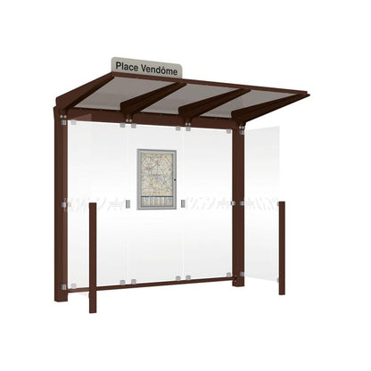 Cityscape Direct Venice Bus Shelter 2500mm length / Brown (RAL 8017) / With Side Cladding