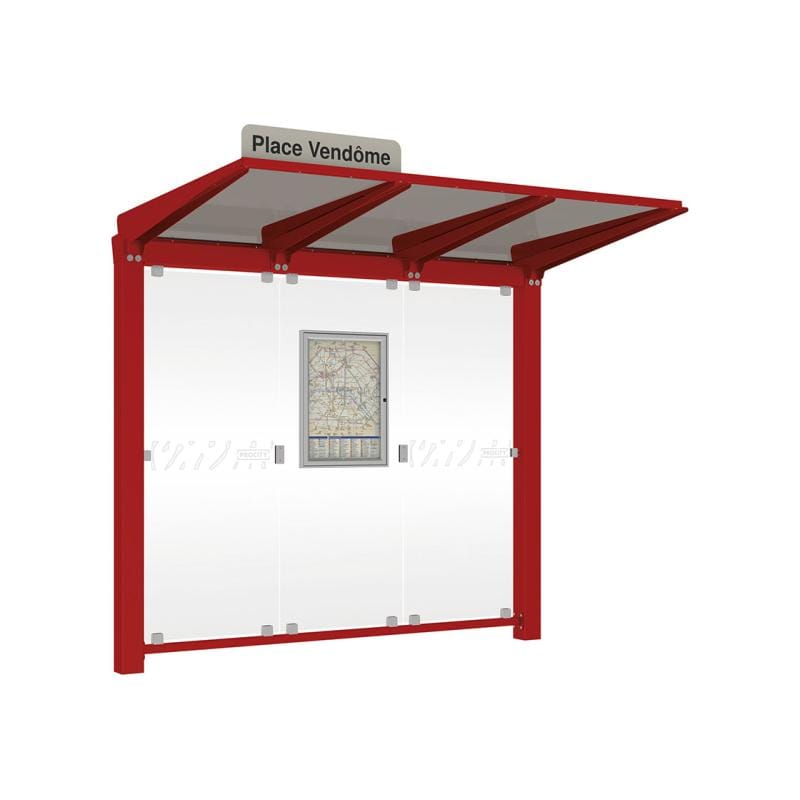 Cityscape Direct Venice Bus Shelter 2500mm length / Burgundy (RAL 3004) / No Side Cladding