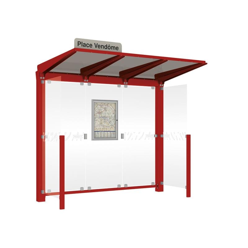 Cityscape Direct Venice Bus Shelter 2500mm length / Burgundy (RAL 3004) / With Side Cladding