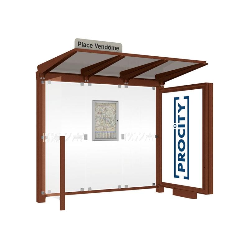 Cityscape Direct Venice Bus Shelter 2500mm length / Corten Effect / with Advertising Board