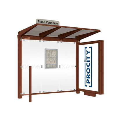 Cityscape Direct Venice Bus Shelter 2500mm length / Corten Effect / with Advertising Board