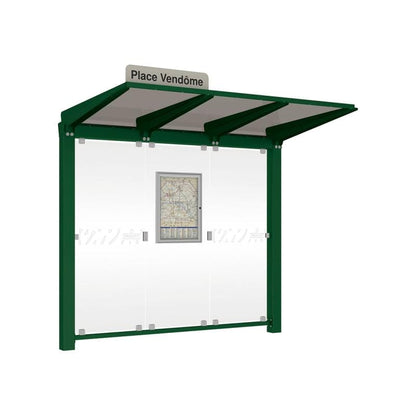Cityscape Direct Venice Bus Shelter 2500mm length / Green (RAL 6005) / No Side Cladding