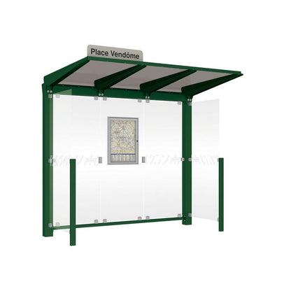 Cityscape Direct Venice Bus Shelter 2500mm length / Green (RAL 6005) / With Side Cladding