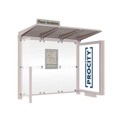 Cityscape Direct Venice Bus Shelter 2500mm length / Light Grey (RAL 7044) / with Advertising Board