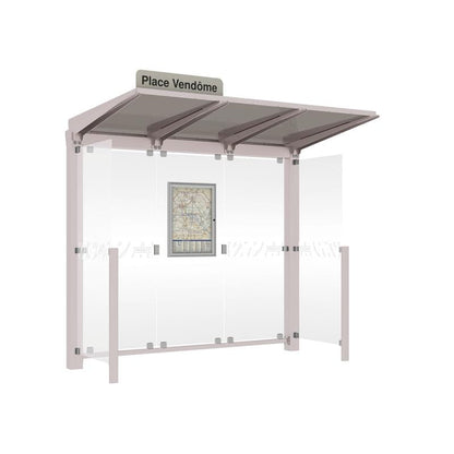 Cityscape Direct Venice Bus Shelter 2500mm length / Light Grey (RAL 7044) / With Side Cladding