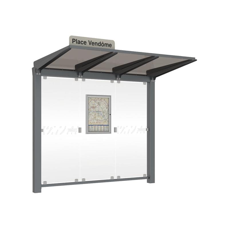 Cityscape Direct Venice Bus Shelter 2500mm length / Procity Grey / No Side Cladding