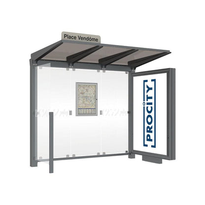 Cityscape Direct Venice Bus Shelter 2500mm length / Procity Grey / with Advertising Board