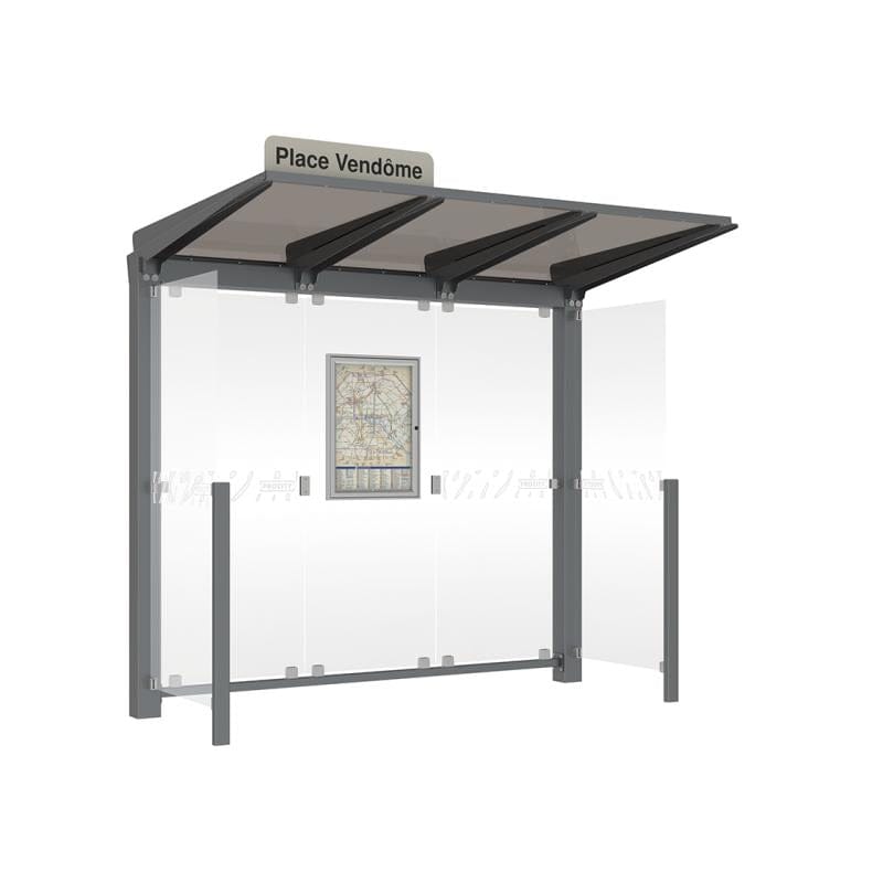 Cityscape Direct Venice Bus Shelter 2500mm length / Procity Grey / With Side Cladding