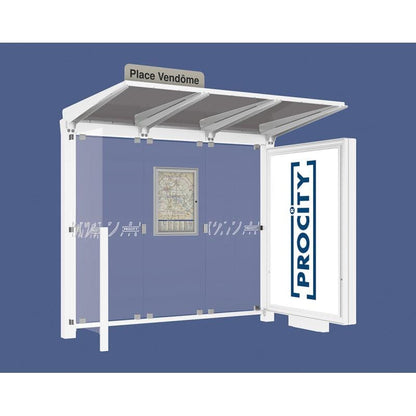 Cityscape Direct Venice Bus Shelter 2500mm length / White (RAL 9010) / with Advertising Board