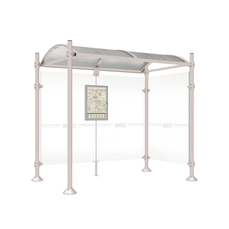 Cityscape Direct Province Brushed Steel Bus Shelter 2500mm / Light Grey (RAL 7044) / With cladding on one side