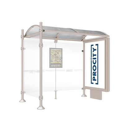 Cityscape Direct Province Agora Bus Shelter 2500mm / Light Grey (RAL 7044) / With lightbox and cladding