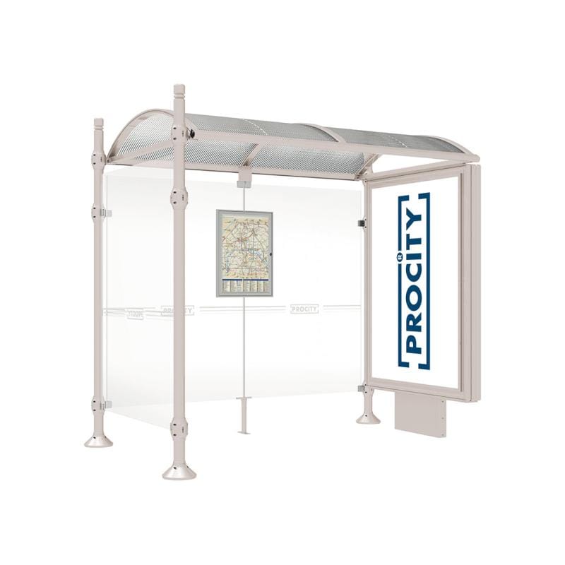 Cityscape Direct Province City Bus Shelter 2500mm / Light Grey (RAL 7044) / With lightbox and cladding