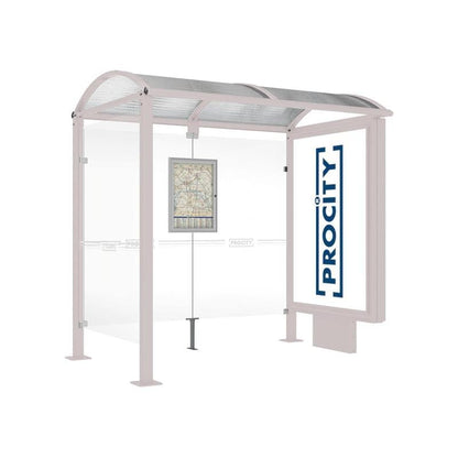Cityscape Direct Voute Bus Shelter 2500mm / Light Grey (RAL 7044) / With lightbox and cladding