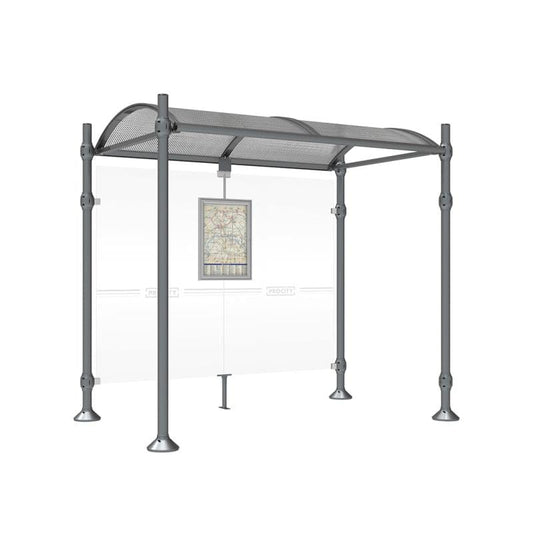 Cityscape Direct Province Brushed Steel Bus Shelter 2500mm / Procity Grey / No side cladding