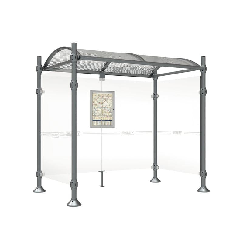 Cityscape Direct Province Brushed Steel Bus Shelter 2500mm / Procity Grey / With cladding on both sides