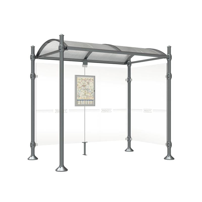 Cityscape Direct Province Agora Bus Shelter 2500mm / Procity Grey / With cladding on one side