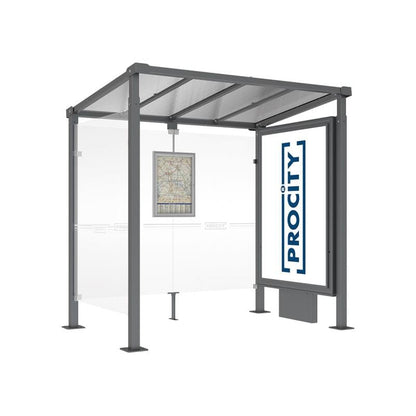 Cityscape Direct Milan Bus Shelter 2500mm / Procity Grey / With lightbox and cladding