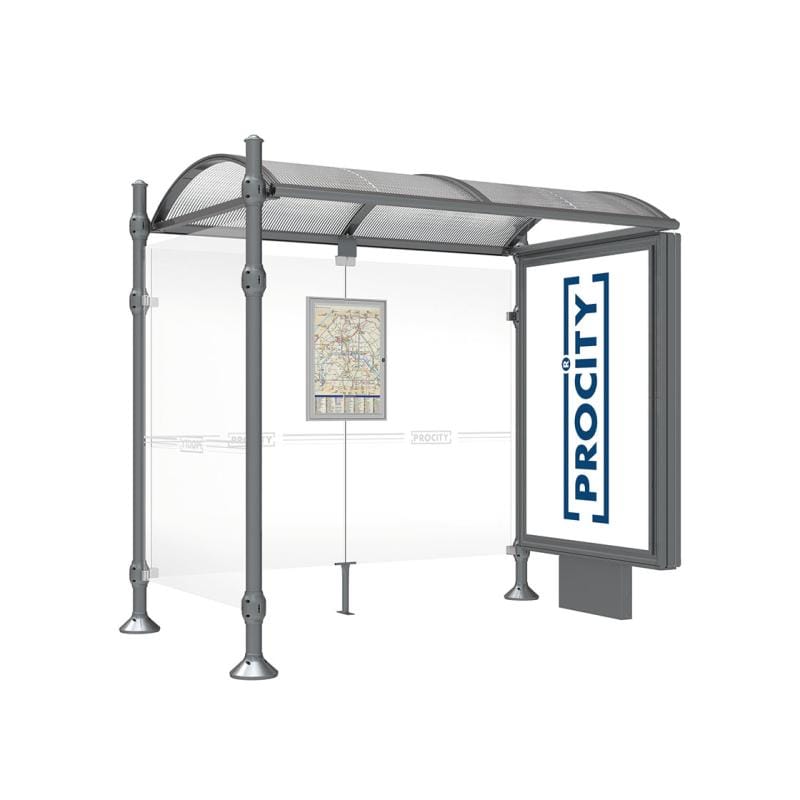Cityscape Direct Province Agora Bus Shelter 2500mm / Procity Grey / With lightbox and cladding