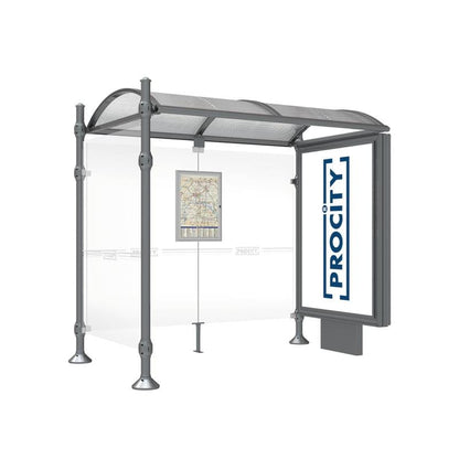 Cityscape Direct Province Agora Bus Shelter 2500mm / Procity Grey / With lightbox and cladding