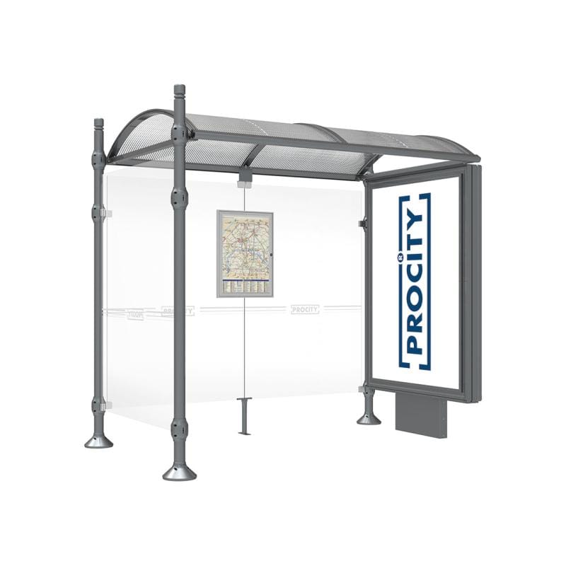 Cityscape Direct Province City Bus Shelter 2500mm / Procity Grey / With lightbox and cladding