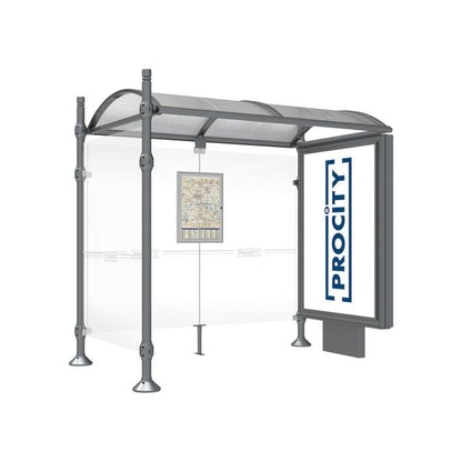 Cityscape Direct Province City Bus Shelter 2500mm / Procity Grey / With lightbox and cladding