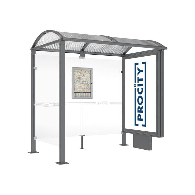 Cityscape Direct Voute Bus Shelter 2500mm / Procity Grey / With lightbox and cladding