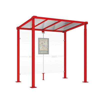 Cityscape Direct Milan Bus Shelter 2500mm / Red (RAL 3020) / No side cladding