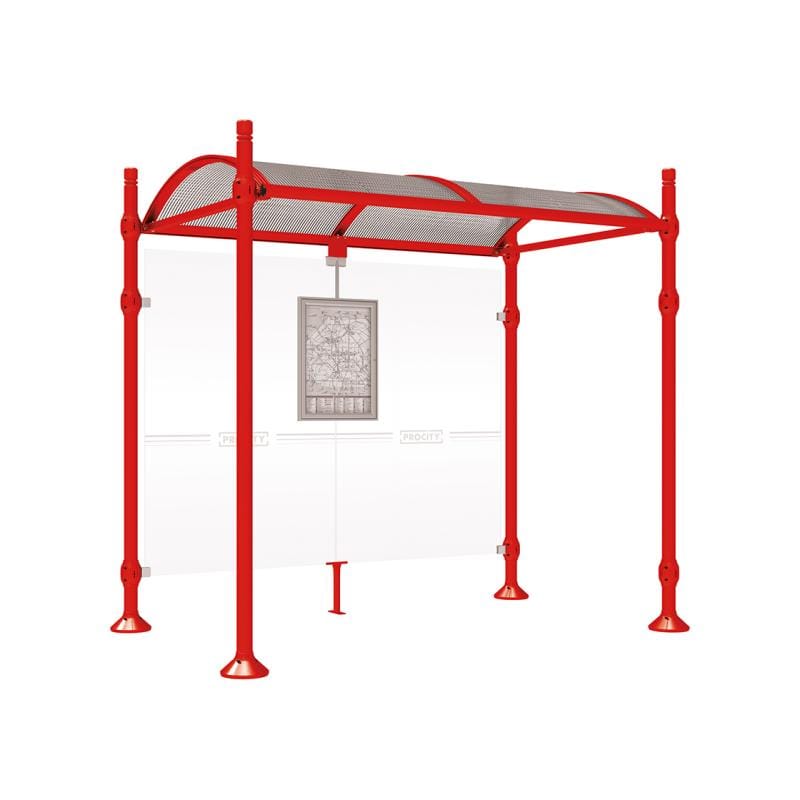 Cityscape Direct Province City Bus Shelter 2500mm / Red (RAL 3020) / No side cladding