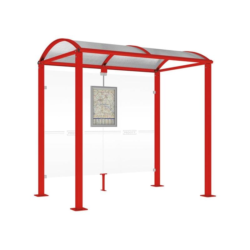 Cityscape Direct Voute Bus Shelter 2500mm / Red (RAL 3020) / No side cladding