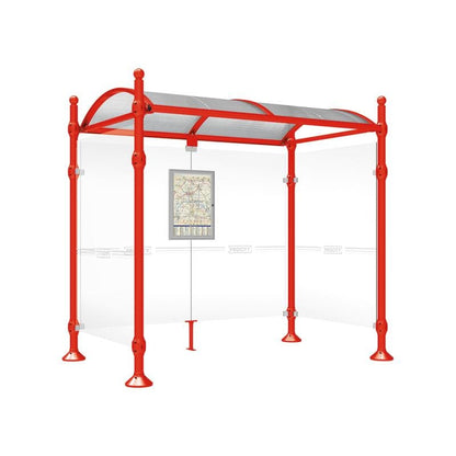 Cityscape Direct Province Sphere Bus Shelter 2500mm / Red (RAL 3020) / With cladding on both sides