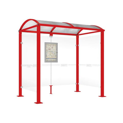 Cityscape Direct Voute Bus Shelter 2500mm / Red (RAL 3020) / With cladding on both sides