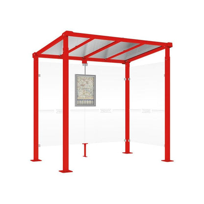 Cityscape Direct Milan Bus Shelter 2500mm / Red (RAL 3020) / With cladding on one side