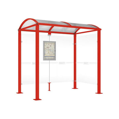 Cityscape Direct Voute Bus Shelter 2500mm / Red (RAL 3020) / With cladding on one side