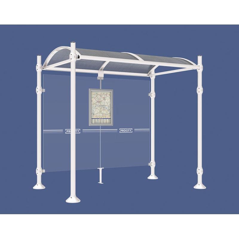 Cityscape Direct Province Brushed Steel Bus Shelter 2500mm / White (RAL 9010) / No side cladding