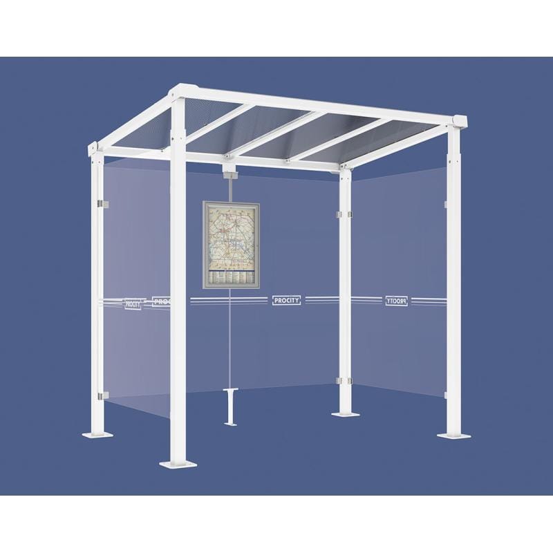Cityscape Direct Milan Bus Shelter 2500mm / White (RAL 9010) / With cladding on both sides