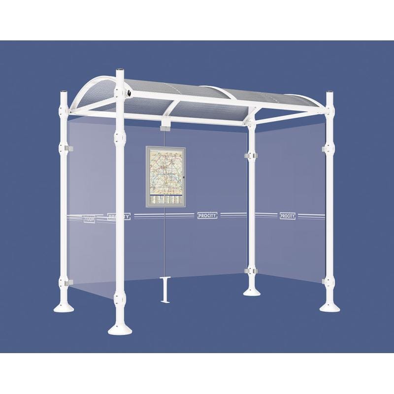 Cityscape Direct Province Brushed Steel Bus Shelter 2500mm / White (RAL 9010) / With cladding on both sides