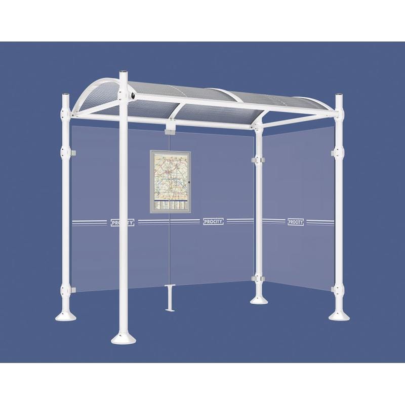 Cityscape Direct Province Brushed Steel Bus Shelter 2500mm / White (RAL 9010) / With cladding on one side