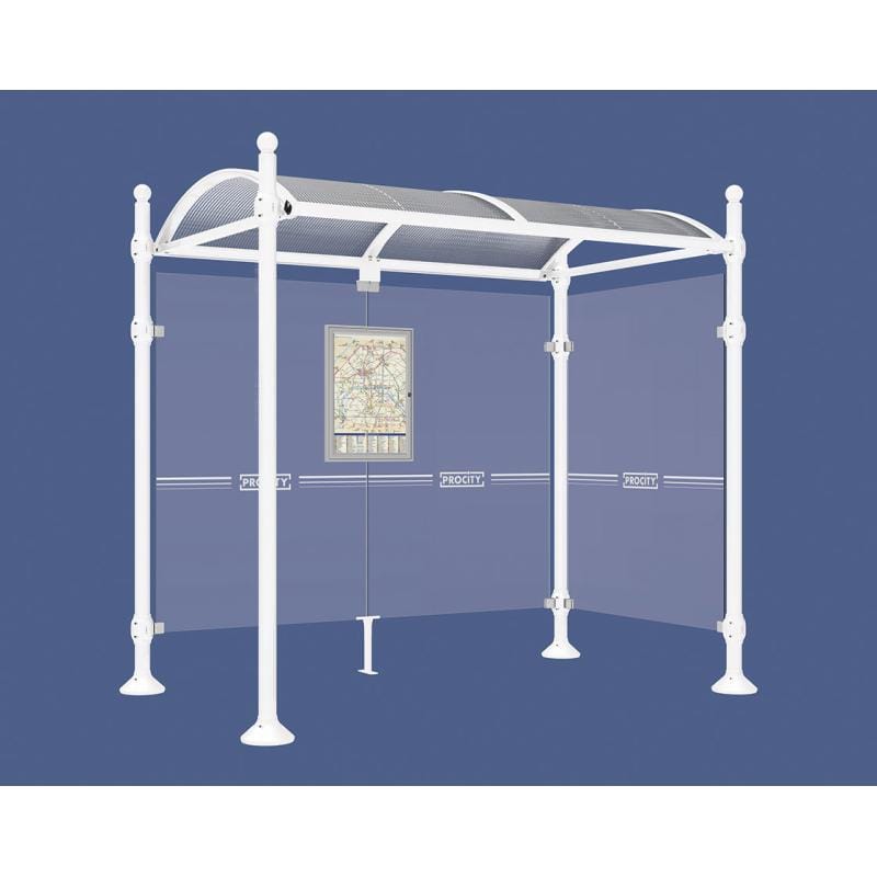 Cityscape Direct Province Sphere Bus Shelter 2500mm / White (RAL 9010) / With cladding on one side