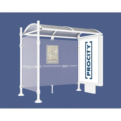 Cityscape Direct Province Agora Bus Shelter 2500mm / White (RAL 9010) / With lightbox and cladding