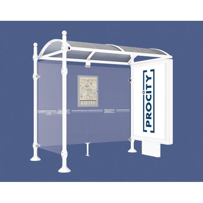 Cityscape Direct Province Sphere Bus Shelter 2500mm / White (RAL 9010) / With lightbox and cladding