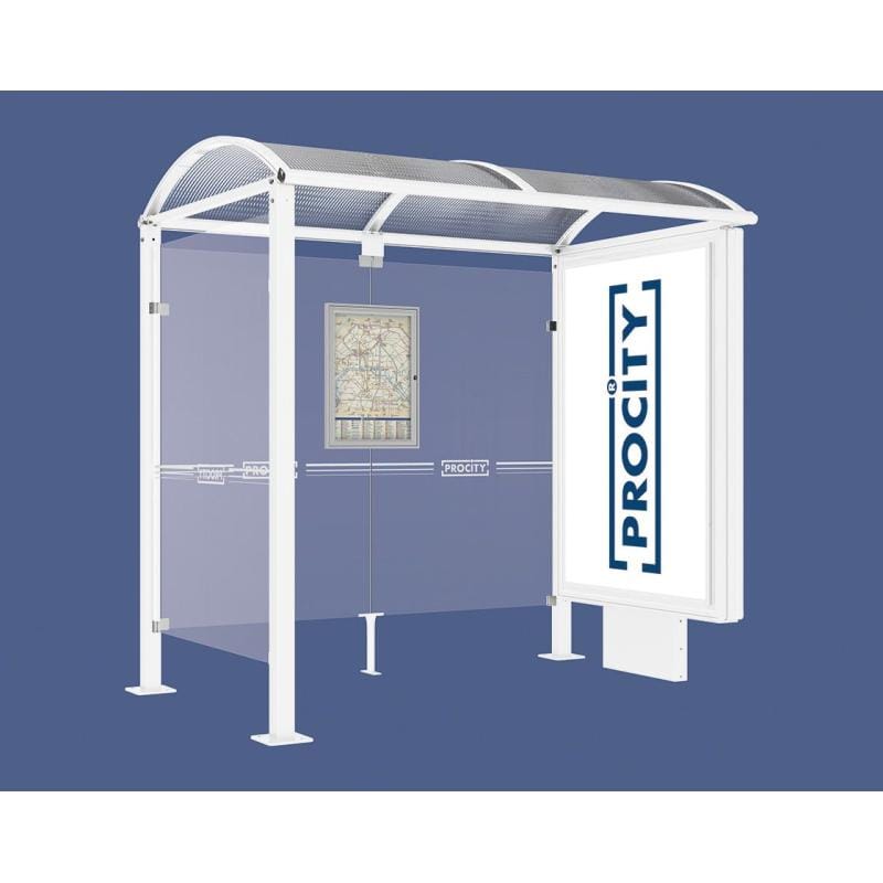 Cityscape Direct Voute Bus Shelter 2500mm / White (RAL 9010) / With lightbox and cladding