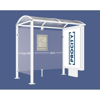Cityscape Direct Voute Bus Shelter 2500mm / White (RAL 9010) / With lightbox and cladding