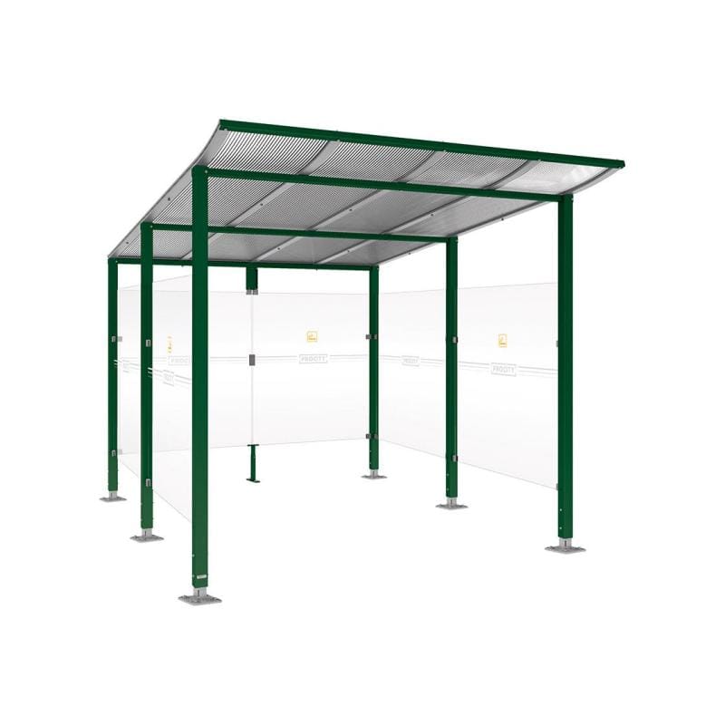 Cityscape Direct Modulo Smoking and Vaping Shelter 2500mm wide x 3400mm deep / Green (RAL 6005)
