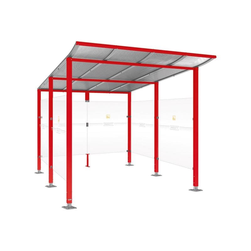 Cityscape Direct Modulo Smoking and Vaping Shelter 2500mm wide x 3400mm deep / Red (RAL 3020)