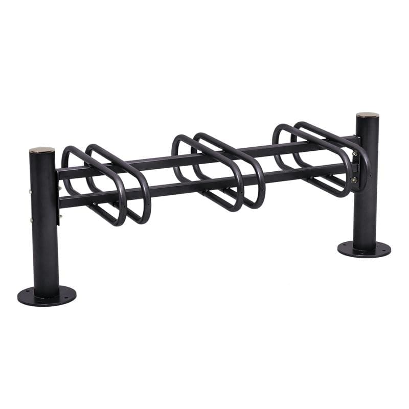 Cityscape Direct Province Bicycle Rack - Double Sided 3 Spaces / Black (RAL 9005) / Brushed Steel