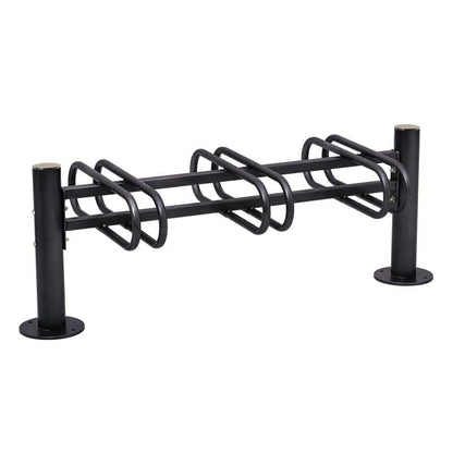 Cityscape Direct Province Bicycle Rack - Double Sided 3 Spaces / Black (RAL 9005) / Brushed Steel