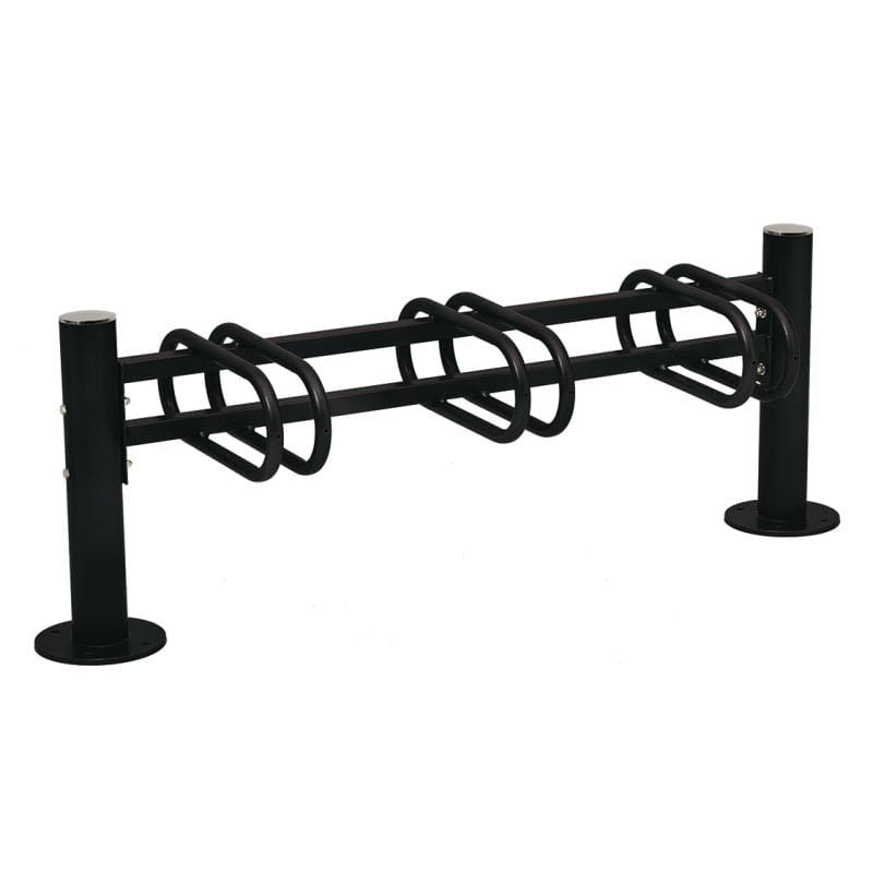 Cityscape Direct Province Bicycle Rack - Single Sided 3 Spaces / Black (RAL 9005) / Brushed Steel